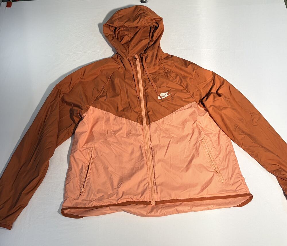 Nike Colorblock Windbreaker Jacket Orange Peach Hooded Size M
